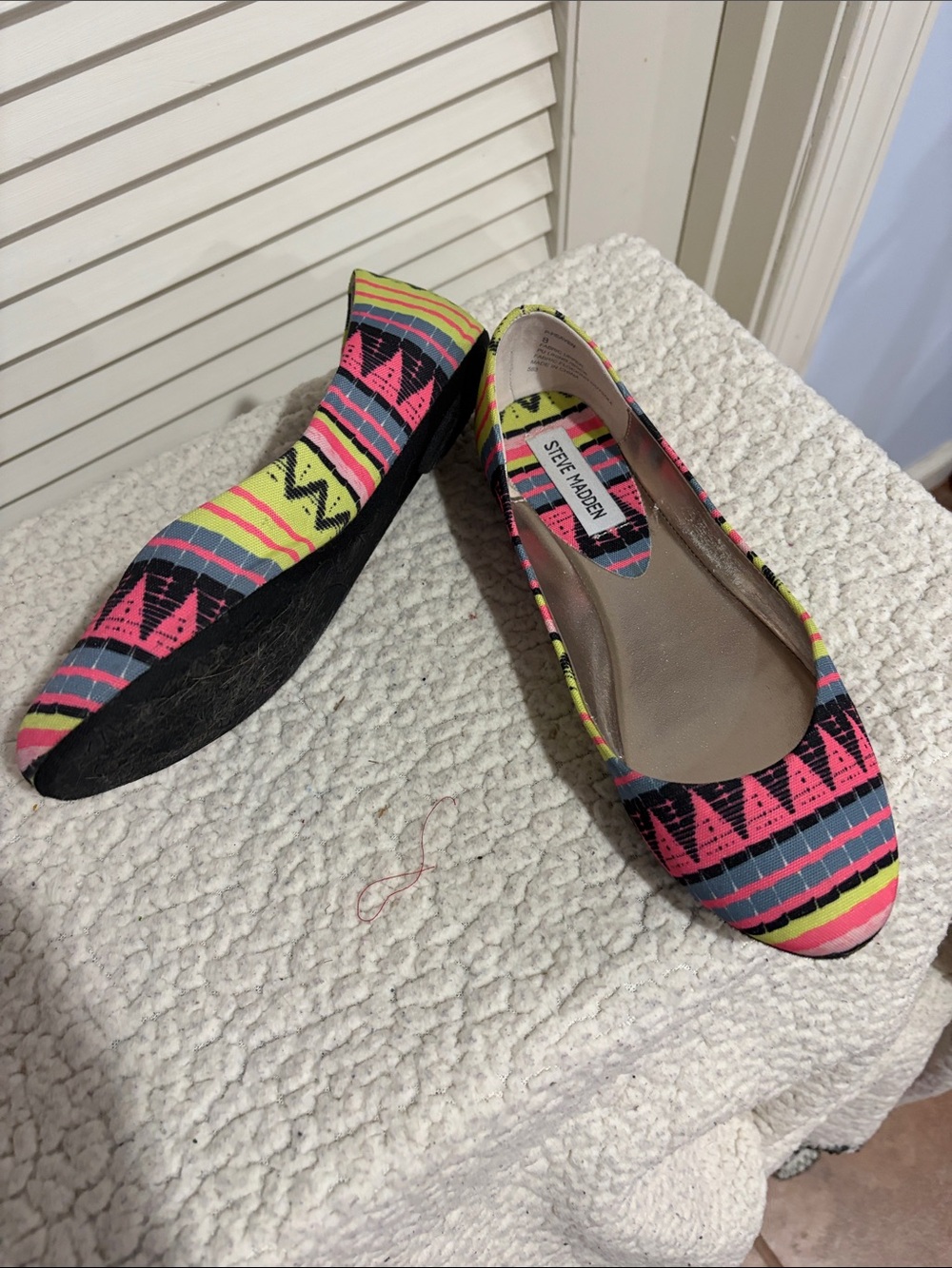 Steve Madden Multicolor Neon Aztec Slip-On Flats